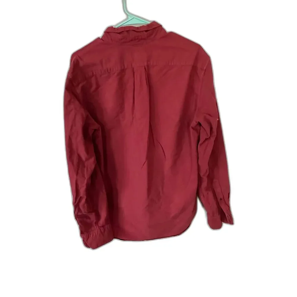 J.Crew Garment Dye Slim Untucked Oxford Shirt Large L Red Casual Casual Prep